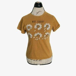 Vibe N' Women's Blouse Top T-Shirt Size XS Not  Sorry Short Sleeve Yellow Floral
